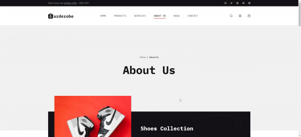 about us page for woocommerce website - fashion shop