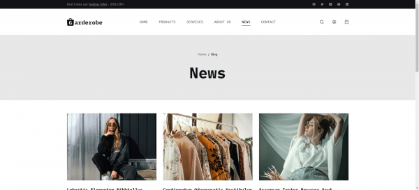 news page for woocommerce website - fashion shop